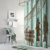 Rustic Fishing Grunge Shower Curtain with Primitive Weathered Wood Bathroom Decor