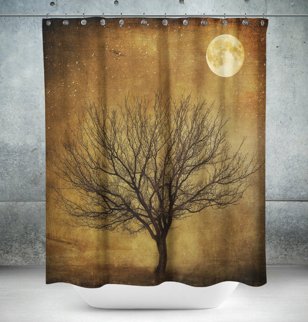 Rustic Grunge Tree Shower Curtain with Primitive Bath Decor - Image 2