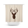 Rustic Monogram Shower Curtain, Deer Head Antler Bathtub Curtain, Woodland Bathroom, Brown Boy Bathroom - SHOWER70