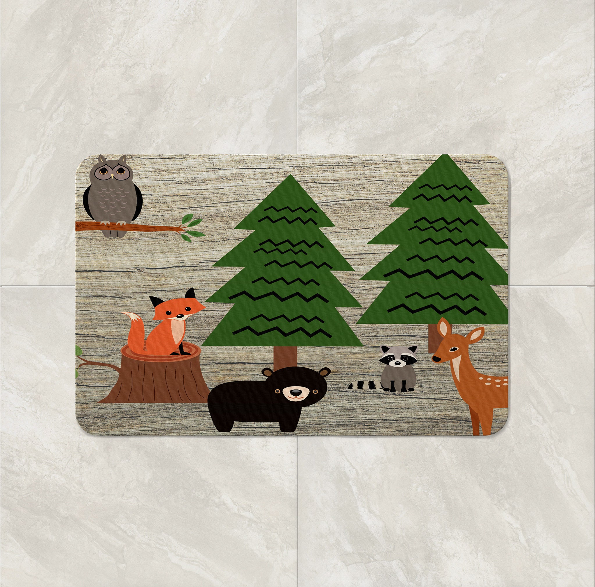 Rustic Woodland Forest Shower Curtain Set with Wildlife Bath Decor - Image 3