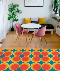 Sage Green Swirly Retro Aesthetic Rug with Non-Slip Floor Mat for Soft Living Room or Bedroom