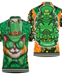 Saint Patricks Day Cat With Green Hat All Over Print Polo Shirt with 3D T-Shirt Blender