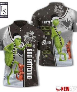 San Antonio Spurs Grinch Steals Christmas with All Over Print Polo T-shirt