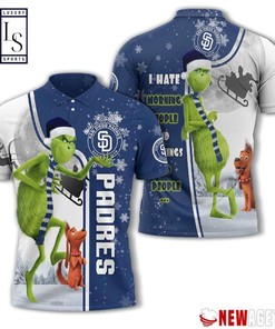 San Diego Padres Grinch Steals Christmas with 3D Printed Polo Shirt