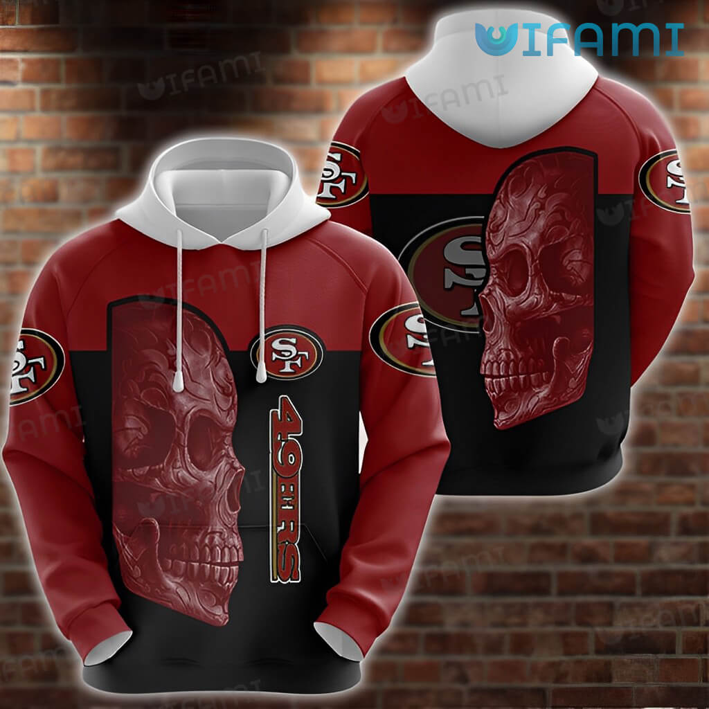 San Francisco 49ers Calavera Skull All Over Print Hoodie