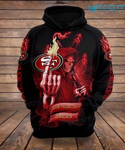 San Francisco 49ers Death Fire Logo All Over Print Hoodie with Skull