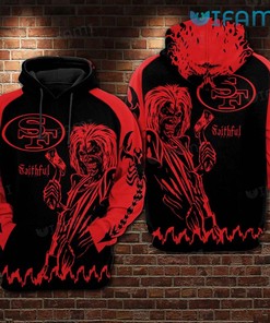San Francisco 49ers Faithful All Over Print Hoodie with Skull