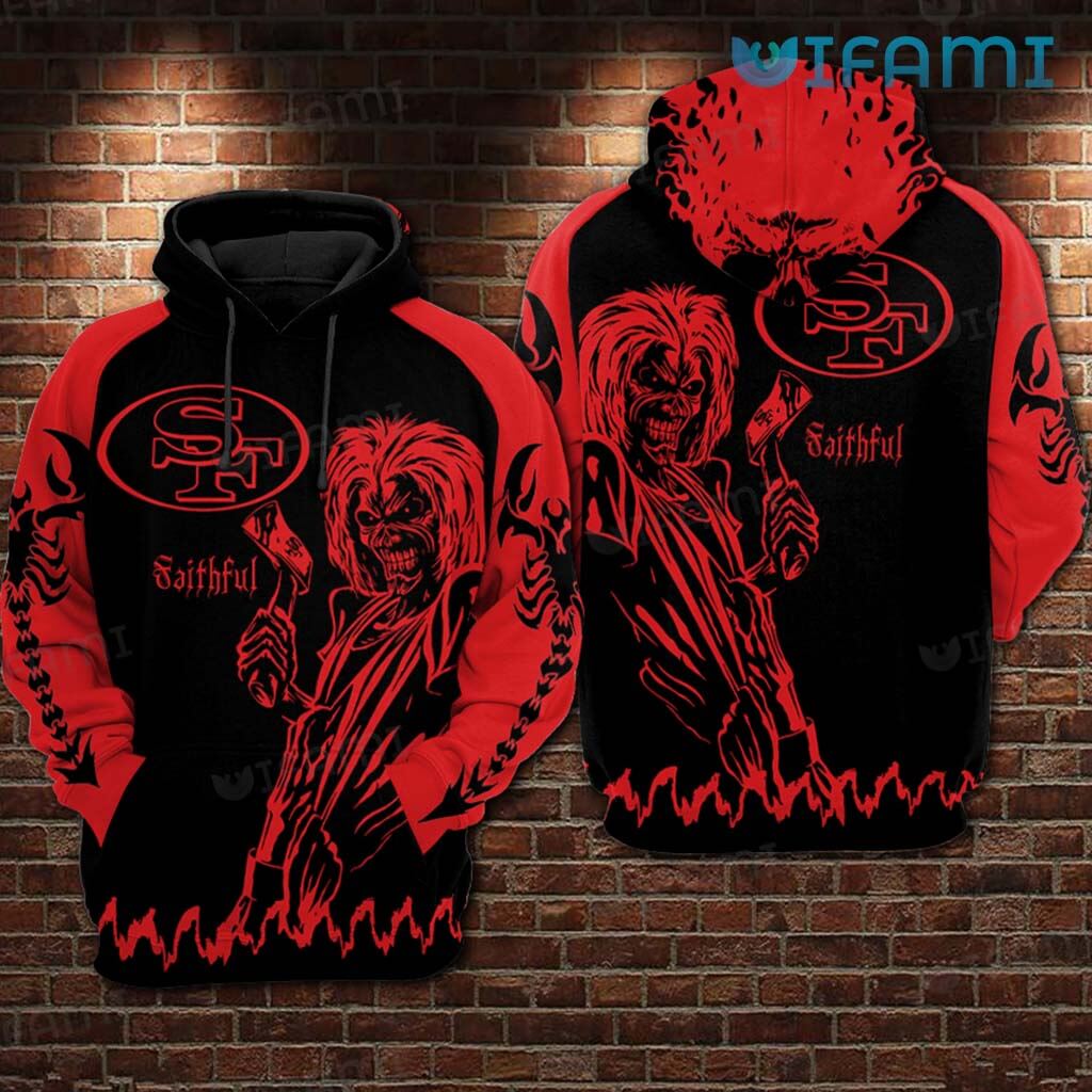 San Francisco 49ers Faithful All Over Print Hoodie with Skull