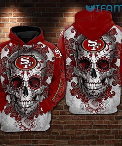 San Francisco 49ers Floral Skull All Over Print Hoodie