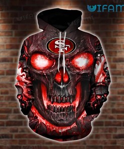 San Francisco 49ers Hello Darkness My Old Friend All Over Print 3D Hoodie with Skull
