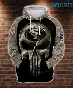 San Francisco 49ers Hoodie 3D All-Over Print Camo Punisher Skull Gift