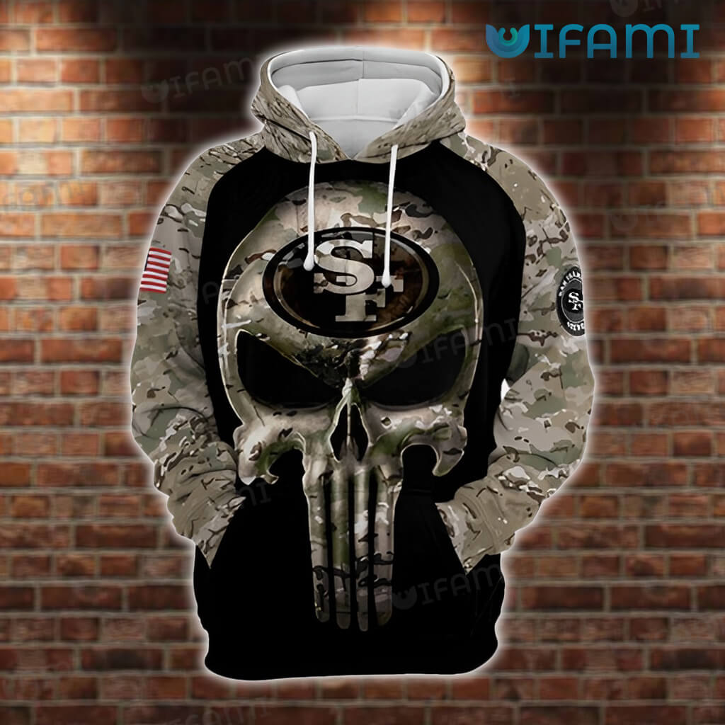 San Francisco 49ers Hoodie 3D All-Over Print Camo Punisher Skull Gift