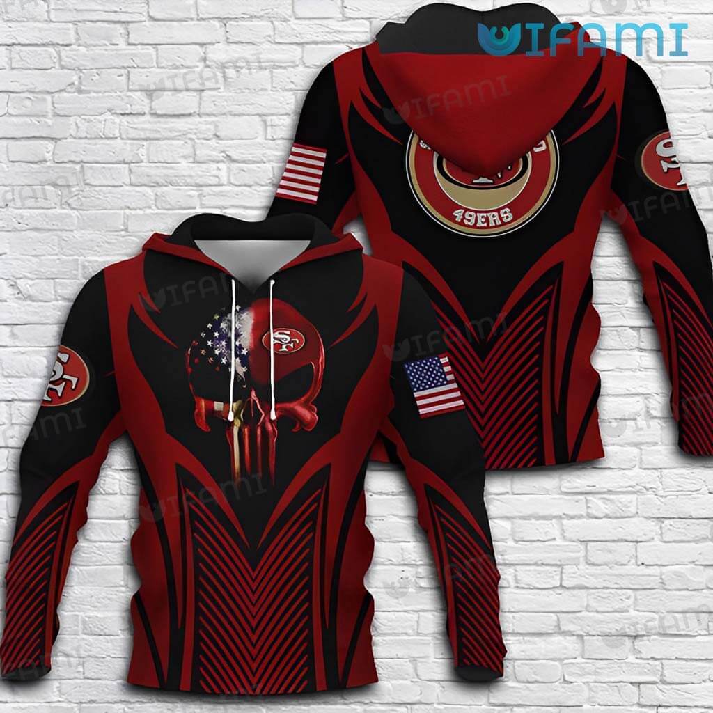 San Francisco 49ers Hoodie 3D All-Over Print Punisher Skull USA Flag Gift