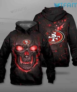 San Francisco 49ers Logo All Over Print Hoodie with Skull