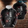 San Francisco 49ers Rose Skull All Over Print Hoodie