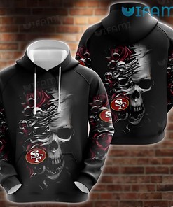 San Francisco 49ers Rose Skull All Over Print Hoodie