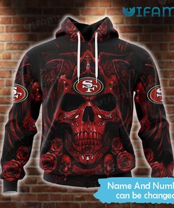 San Francisco 49ers Roses Death Personalized All Over Print Hoodie with Skull