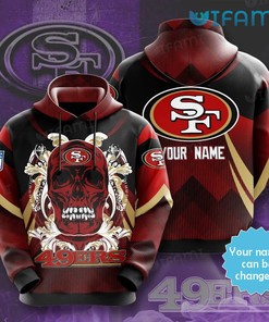 San Francisco 49ers Skull All Over Print Hoodie with Custom Name