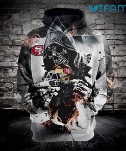 San Francisco 49ers Tearing Out Football Helmet All Over Print 3D Hoodie with Skull