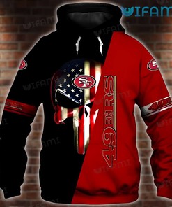 San Francisco 49ers USA Flag Punisher Skull All Over Print Hoodie