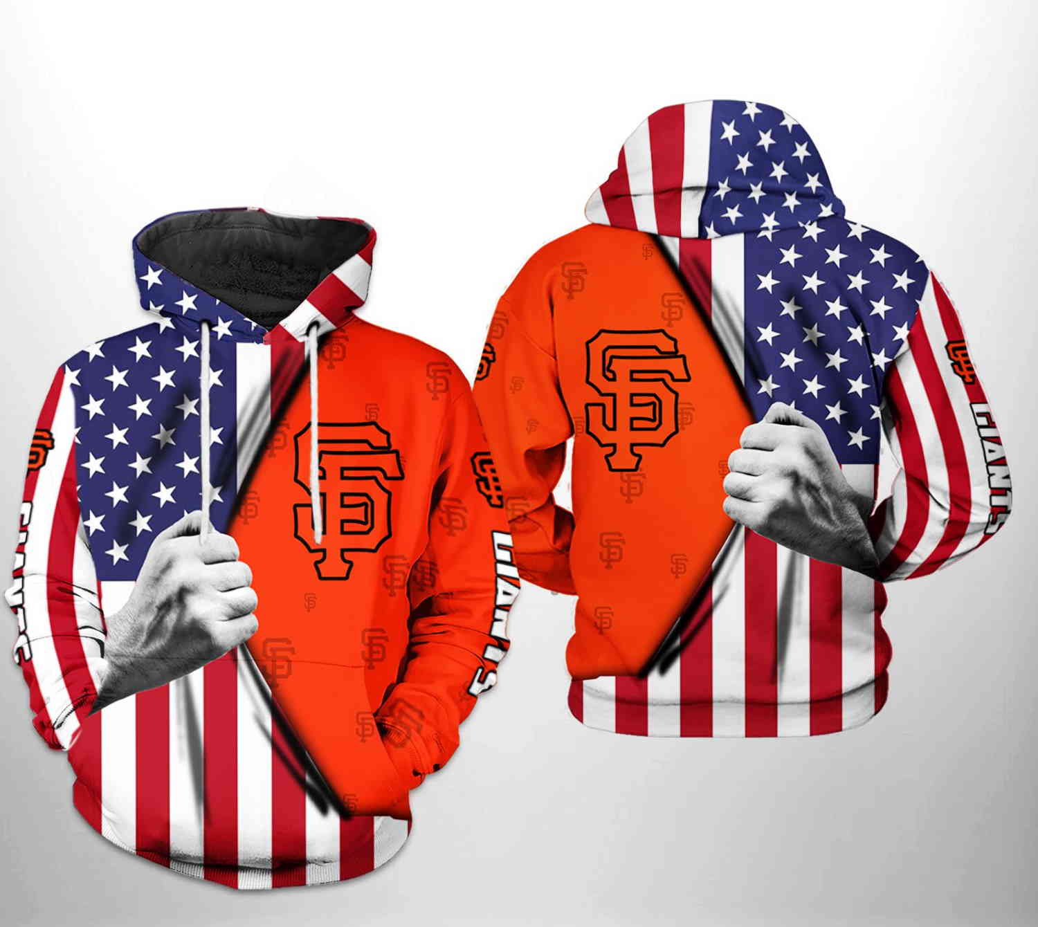 San Francisco Giants All Over Print US Flag 3D Hoodie