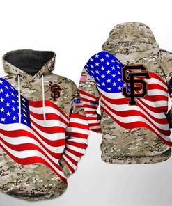 San Francisco Giants All Over Print US Flag Camo Veteran 3D Hoodie
