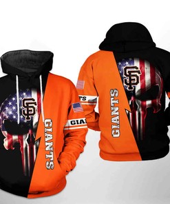 San Francisco Giants MLB US Flag Skull Zip Up Hoodie
