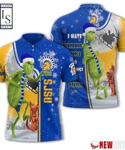 San Jose State Spartans Grinch Steals Christmas with Breathable Fabric 3D Polo Shirt