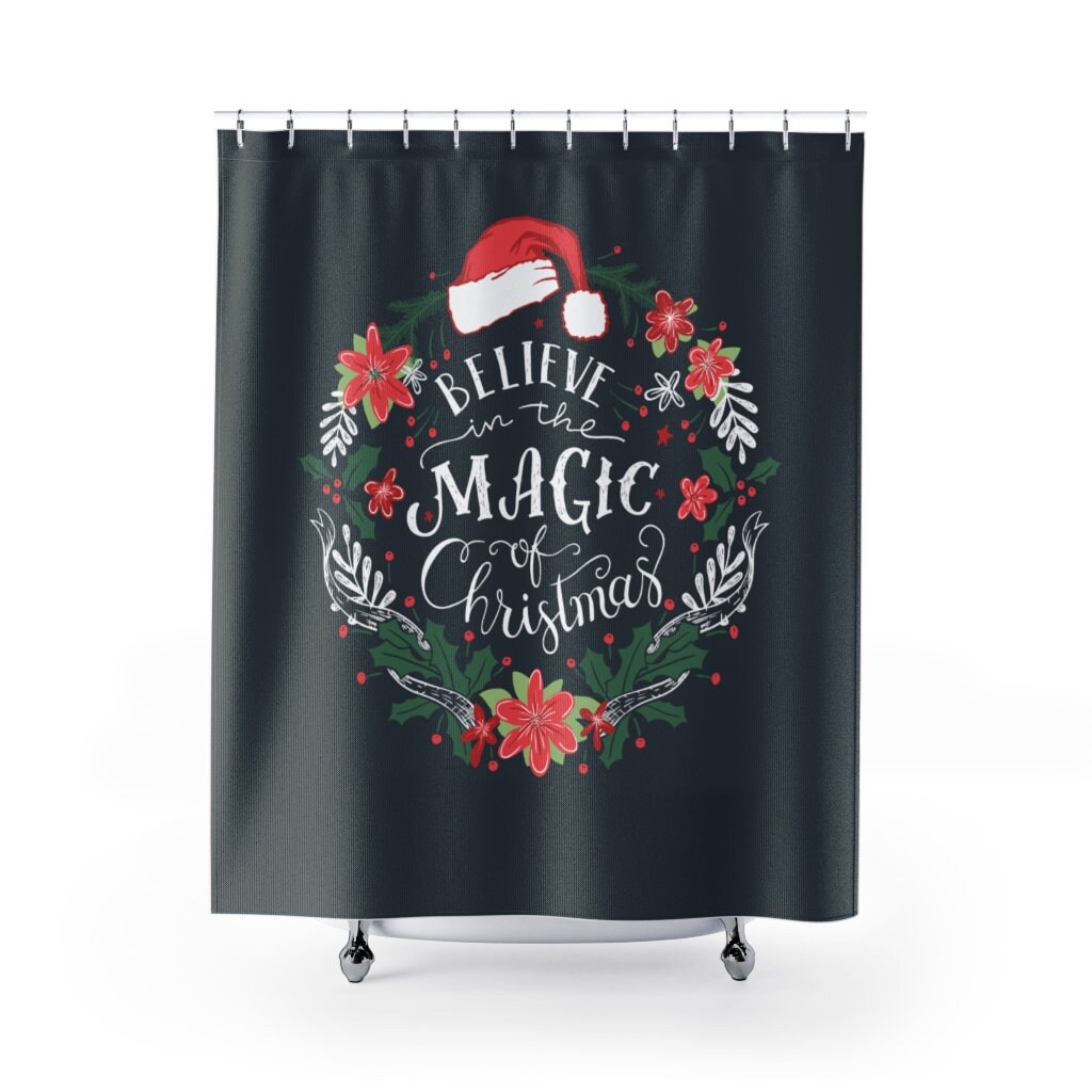 Santa Xmas Merry Christmas Shower Curtain that will look great in any bathroom