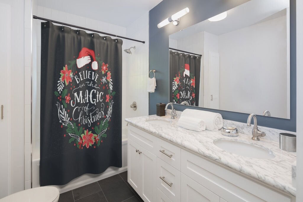 Santa Xmas Merry Christmas Shower Curtain that will look great in any bathroom - Image 2