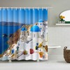 Santorini Greece Shower Curtain | Ocean Beach Landscape Island | Home Bathroom Decor | Travel Theme | House Warming Gift