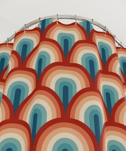 Scallop Mid Century Modern Shower Curtain for Retro Bath Decor