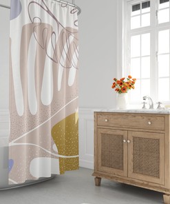 Scandi Neutral Tone Abstract Shower Curtain - Minimalist Mid Century Modern Design Bathroom Decor