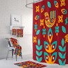 Scandinavian Red Shower Curtain with Nordic Bathroom Decor