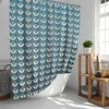 Scandinavian Swedish Danish Design Shower Curtain, Blue Retro Leaves Spring Floral Bathroom Curtain Mat