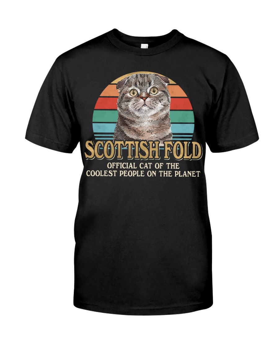 Scottish Fold Vintage Style T-Shirt, Hoodie & Crewneck Sweatshirt - Official Cat Of Cool People Plus I Love Cats Shirt