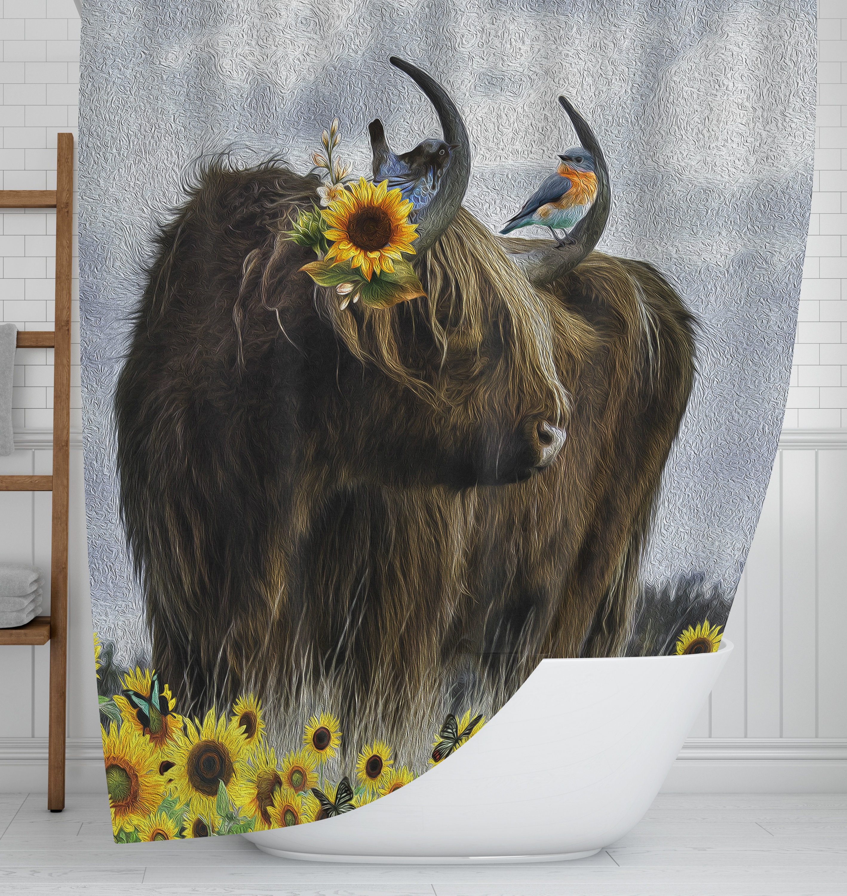 Scottish Highlander Shower Curtain Set with Rustic Bath Accessories - Image 2