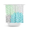 Sea Glass Blue Flower Shower Curtain, Coastal Green Gray Bathroom Decor with Water-Resistant Material