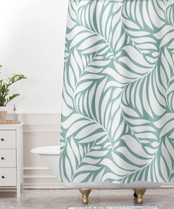 Sea Green Botanical Shower Curtain in Boho Style, Perfect Bathroom Decor for Nature Lovers, Bath Curtain