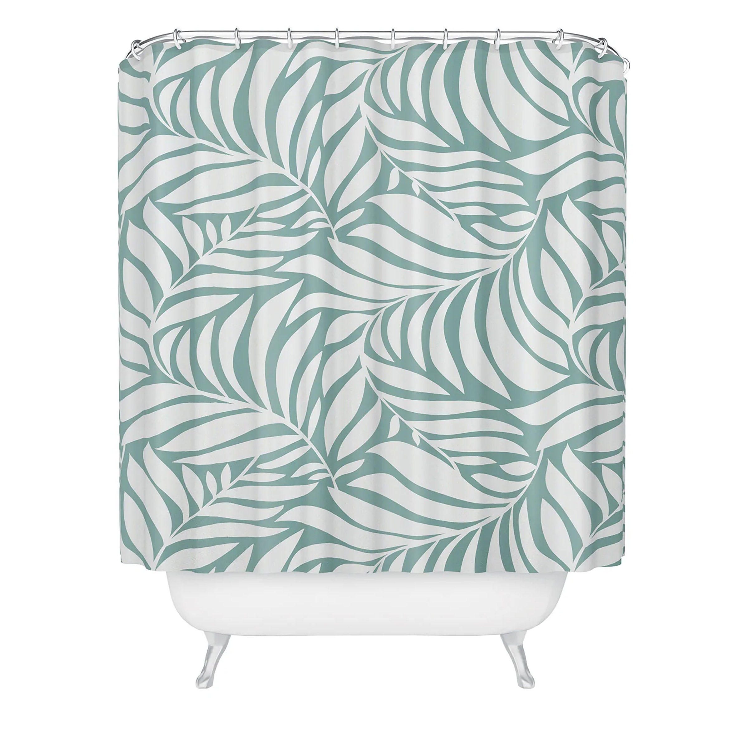 Sea Green Botanical Shower Curtain in Boho Style, Perfect Bathroom Decor for Nature Lovers, Bath Curtain - Image 3