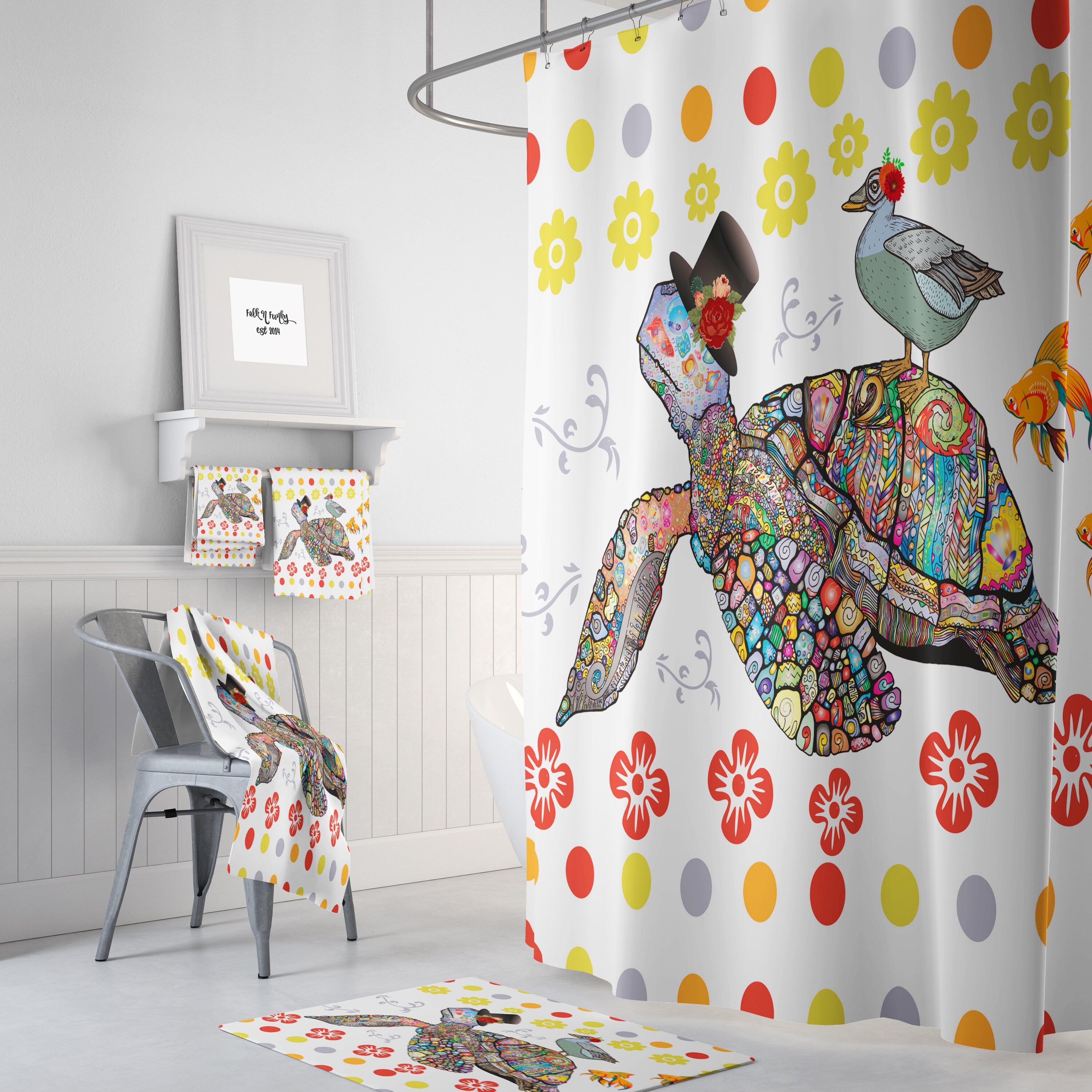 Sea Turtle Shower Curtain for a Coastal Bathroom Theme