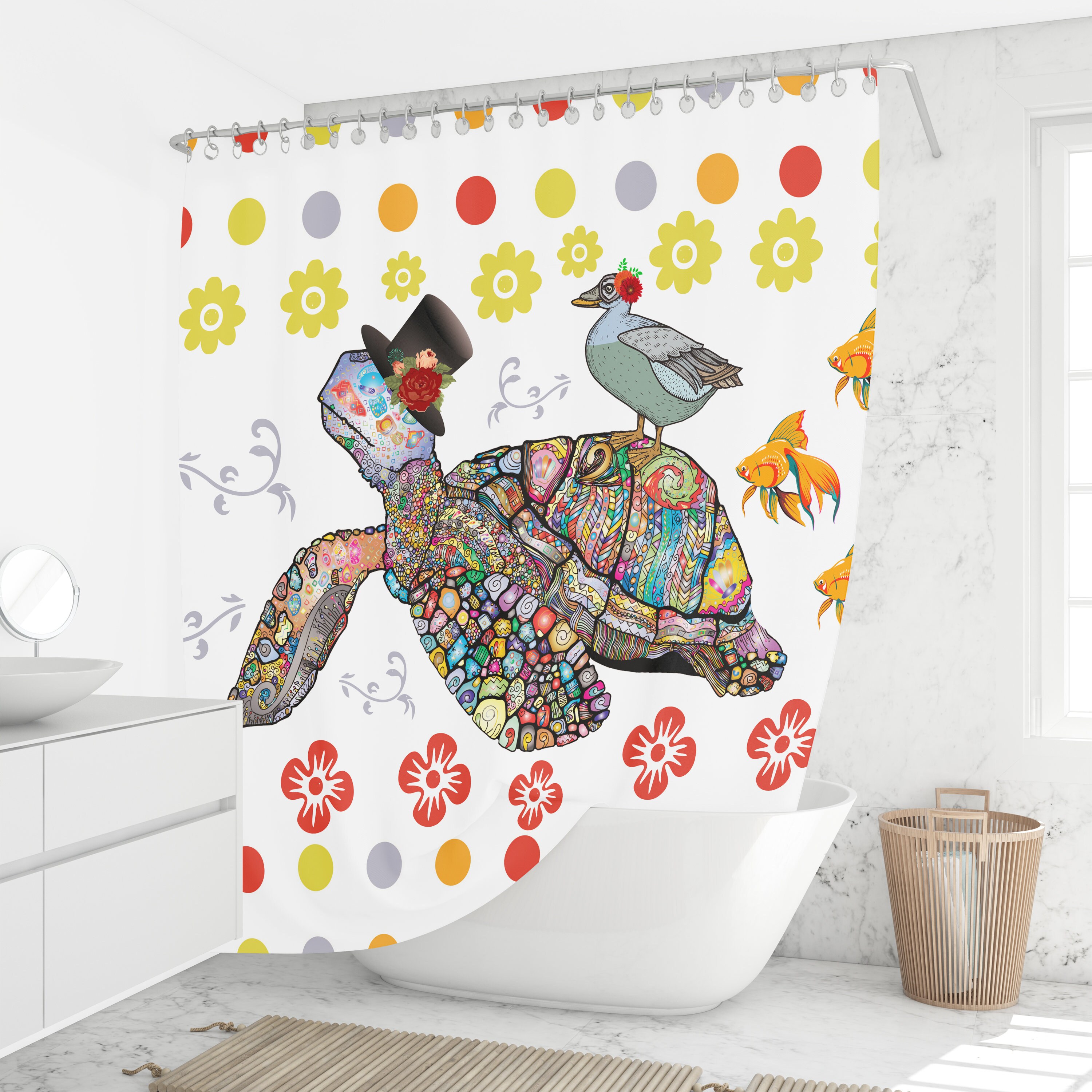 Sea Turtle Shower Curtain for a Coastal Bathroom Theme - Image 2
