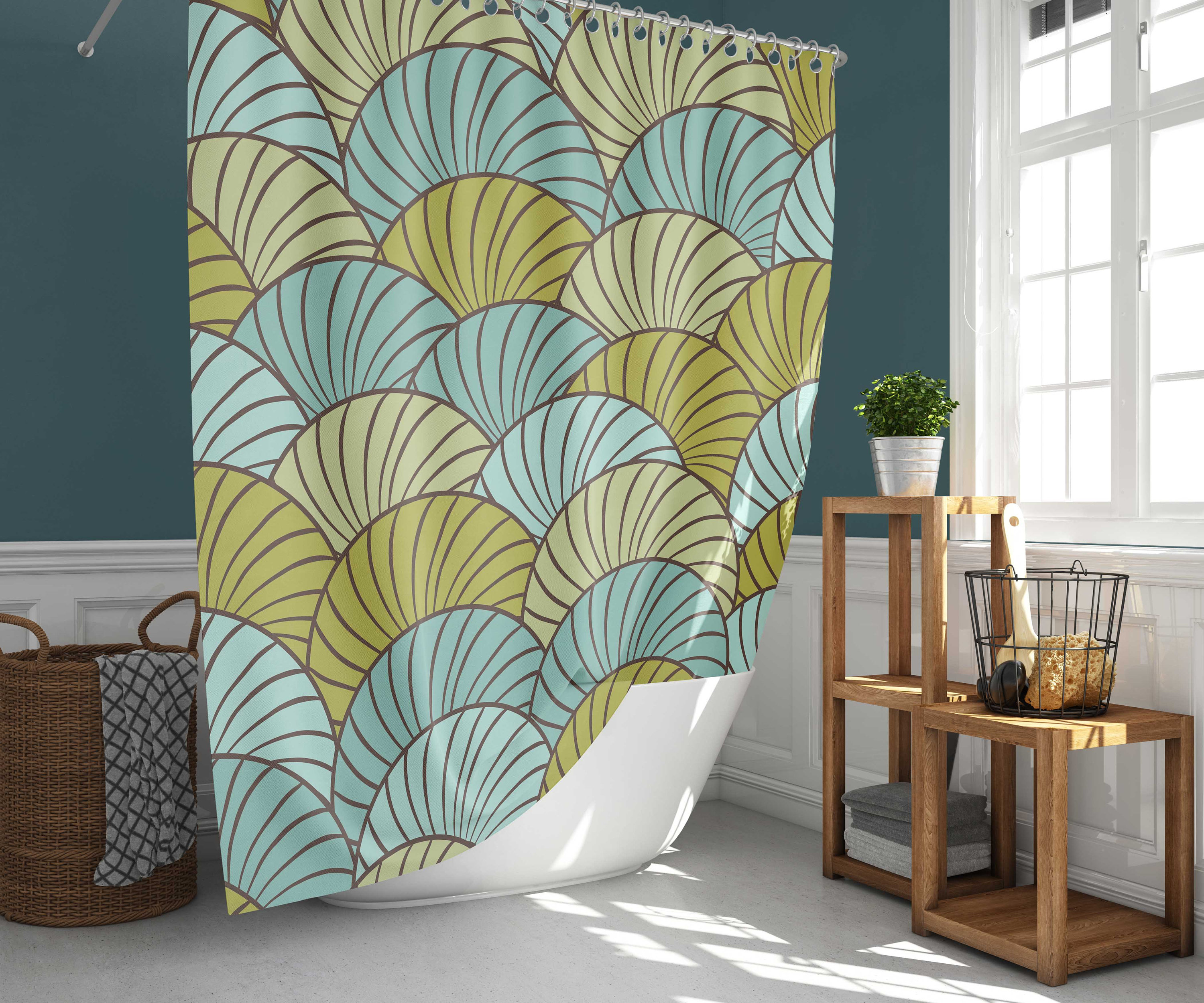 Seashell Beach Shower Curtain | Ocean Shore Creatures Fabric | Home Bath Decor | Coastal Theme | House Warming Gift