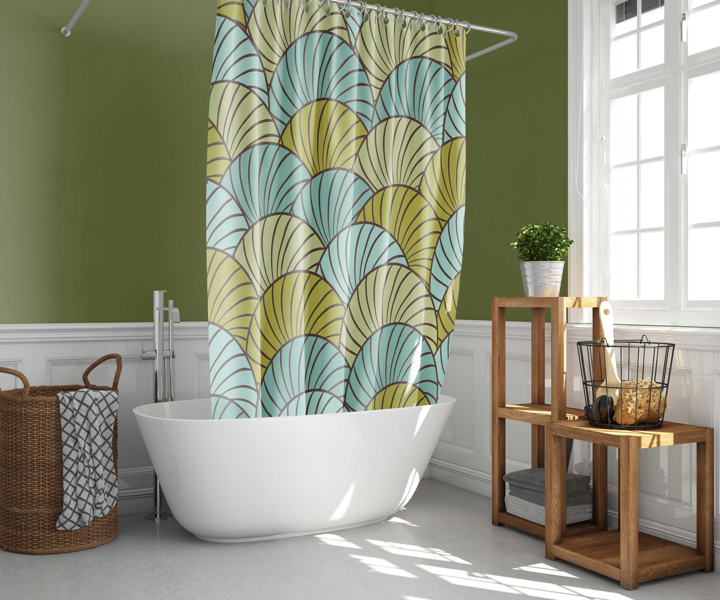 Seashell Beach Shower Curtain | Ocean Shore Creatures Fabric | Home Bath Decor | Coastal Theme | House Warming Gift - Image 2