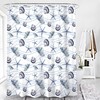 Seashell and Starfish Shower Curtain | Blue Ocean Life Sea Creature Beach, Bathroom Curtain | Home Bathroom Set Decor