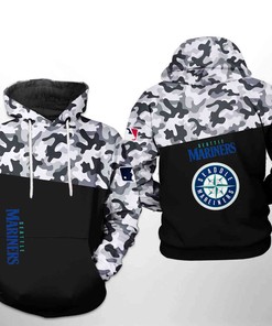 Seattle Mariners All Over Print Camo Team 3D Hoodie Zipper