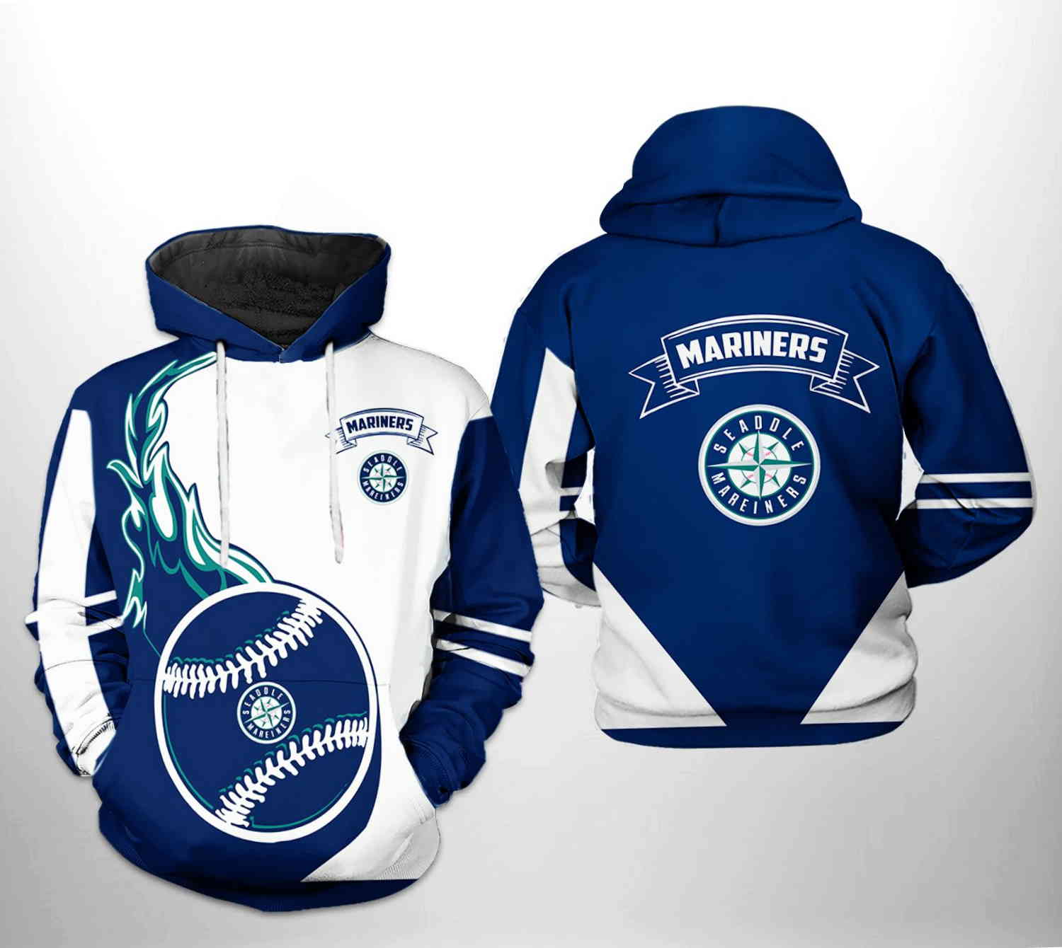 Seattle Mariners All Over Print Camo Veteran 3D Hoodie Zipper