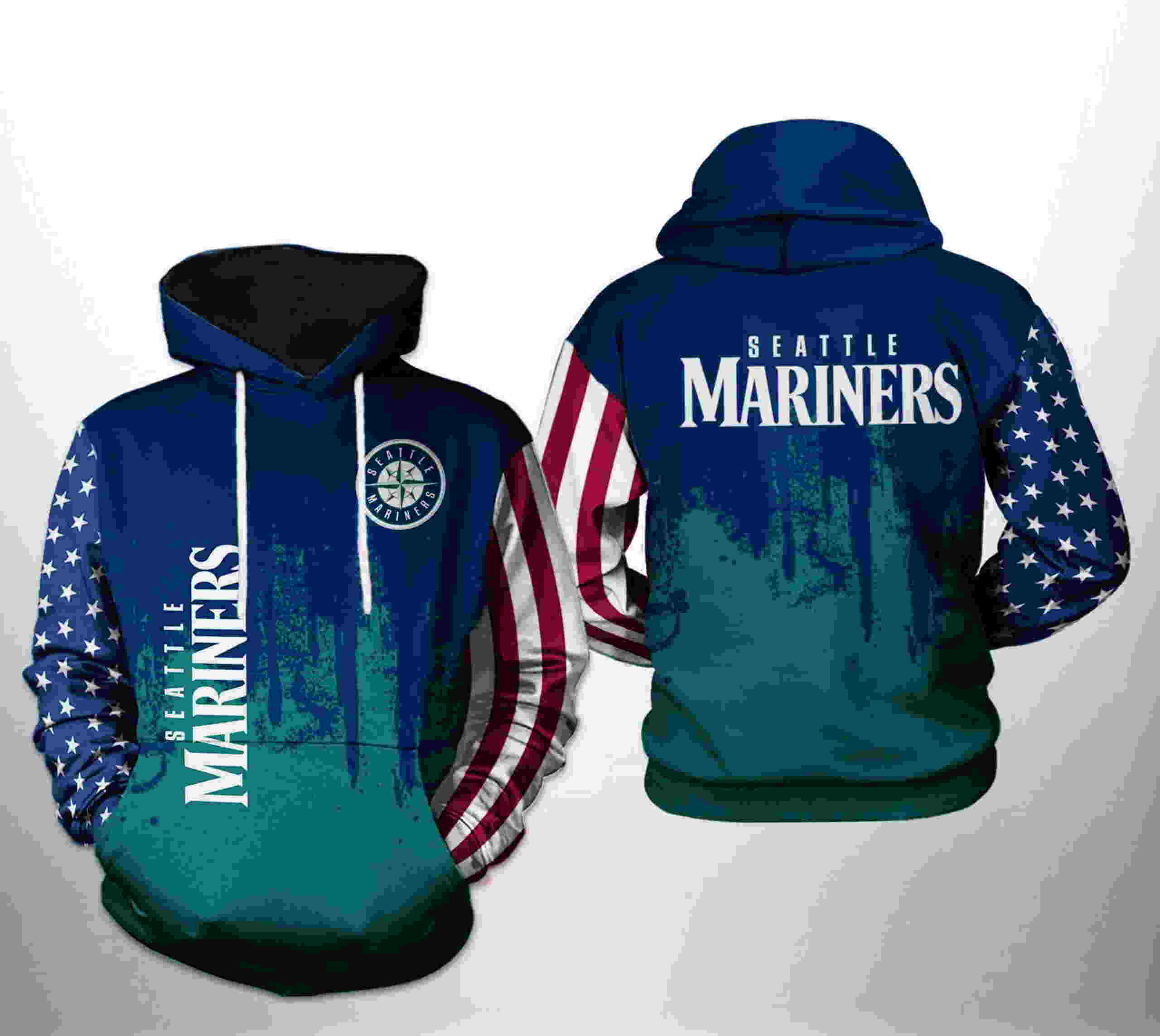 Seattle Mariners All Over Print MLB Team 3D Hoodie Zipper