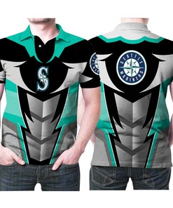 Seattle Mariners All Over Print Polo Shirt with Team Logo Design and Breathable Fabric
