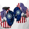 Seattle Mariners All Over Print US Flag 3D Hoodie Zipper